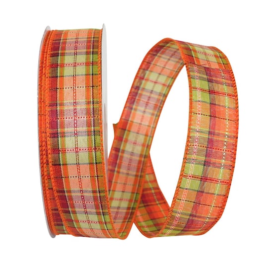 Reliant Wired Fall Themed Field Plaid Stitch Ribbon